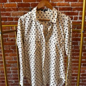 KUT from the Kloth Cream Polka Dot Button-Up Shirt
